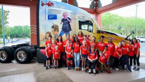 Knight-Swift Fleet of Miracles truck at Children's Hospital Week 2025